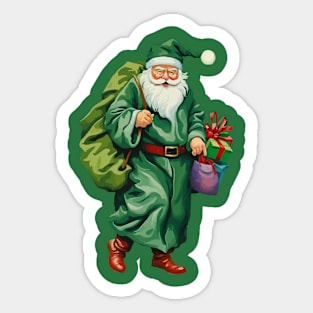 Victorian Father Christmas Wearing Green Robes Cut Out Sticker